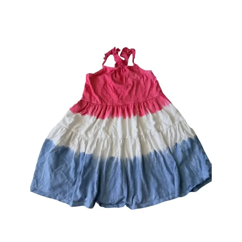 Cat & Jack Girls' Patriotic Dipped Dye Flutter Dress
